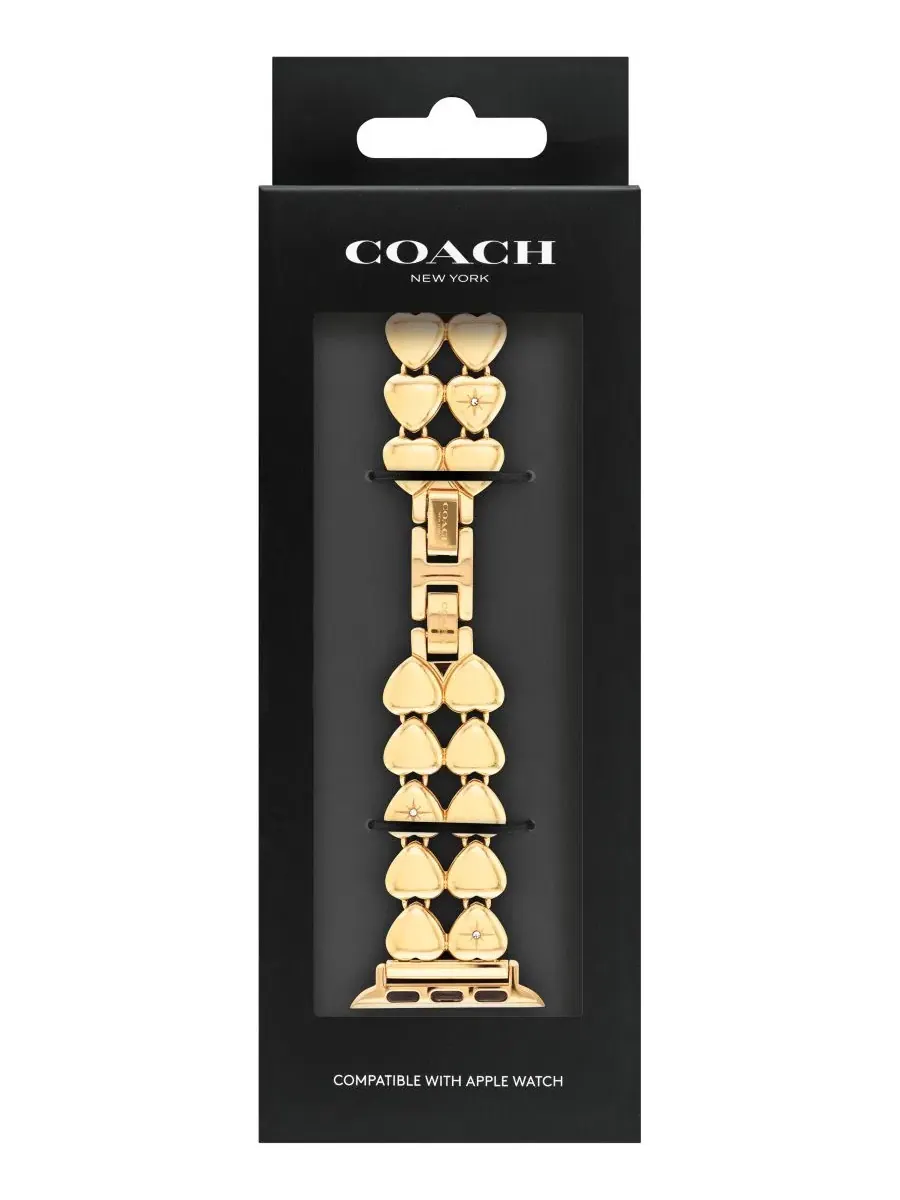 Браслет для Apple Watch с кристаллами, сталь с золотым покрытием COACH — изображение 4 из 5, золото