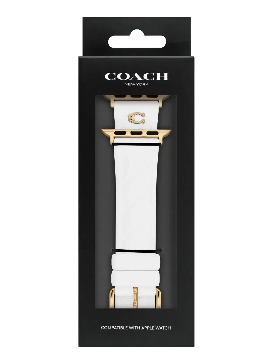 Ремешок для Apple Watch из силикона, 38/40/41 мм COACH — изображение 4 из 5, белый
