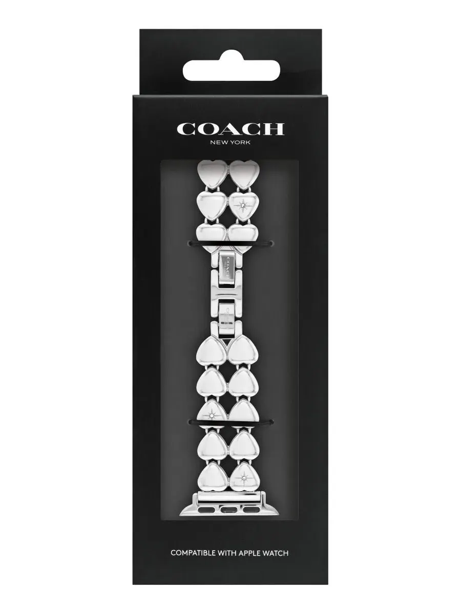 Браслет из нержавеющей стали с кристаллами для Apple Watch COACH — изображение 4 из 5, серебряный