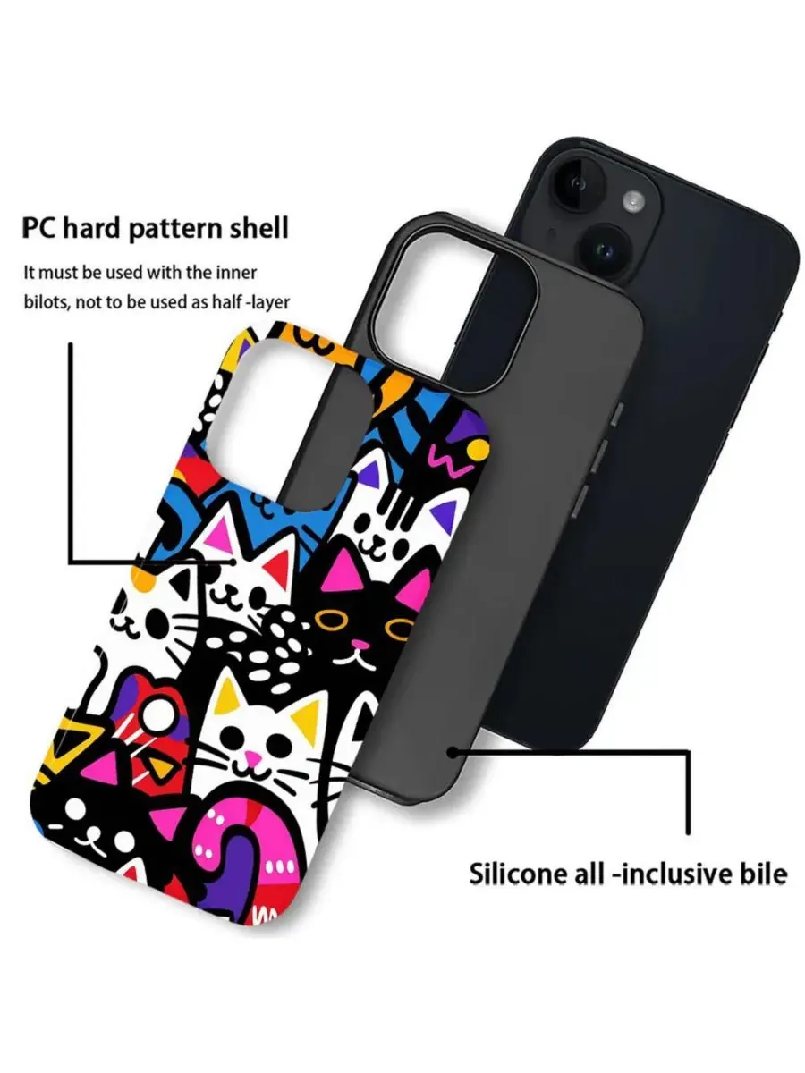 Чехол для iPhone 14 Plus, двухслойный ударопрочный, с принтом Funny Cat GONEZ, Cat Party — изображение 2 из 7