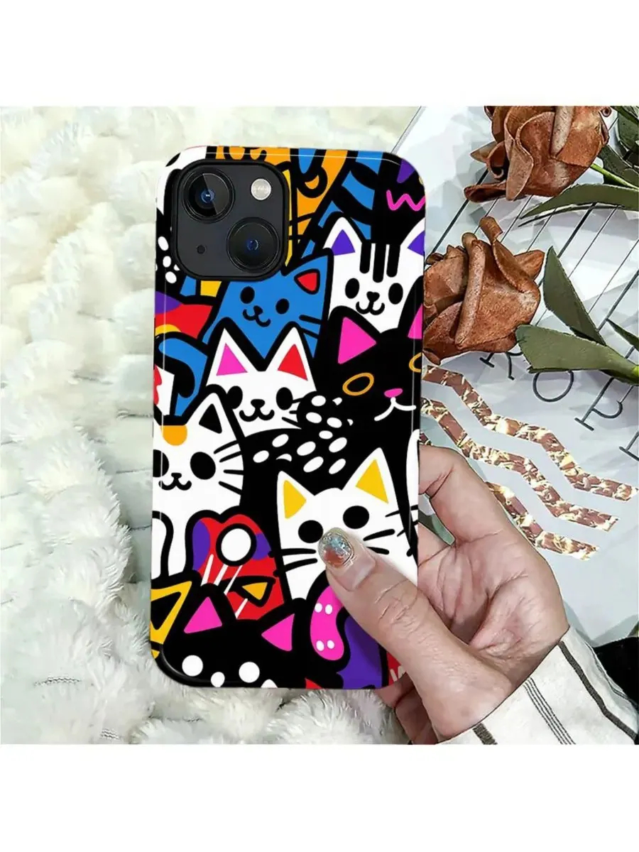 Чехол для iPhone 14 Plus, двухслойный ударопрочный, с принтом Funny Cat GONEZ, Cat Party — изображение 7 из 7