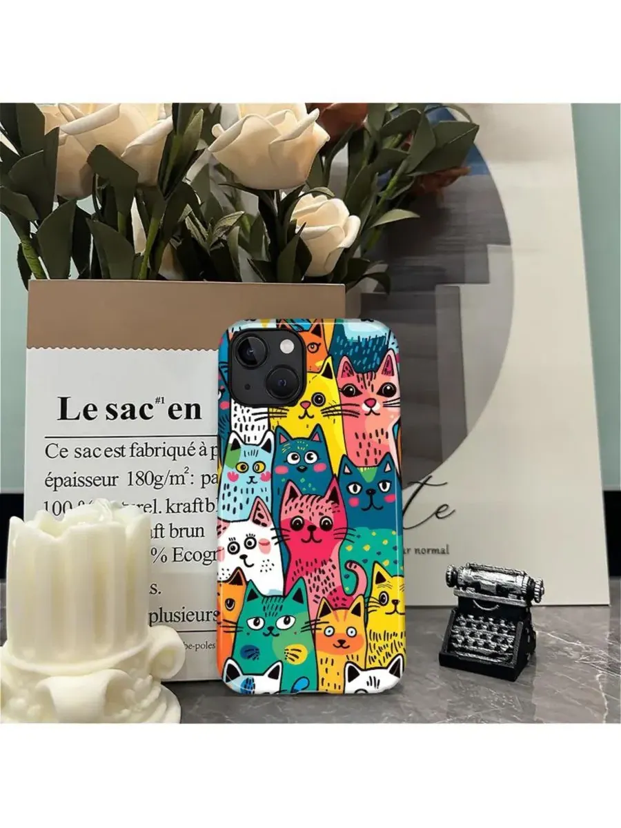 Чехол для iPhone 14 Plus с защитой от падений, с принтом Funny Cat Art GONEZ, Cat Friends Parade — изображение 6 из 7