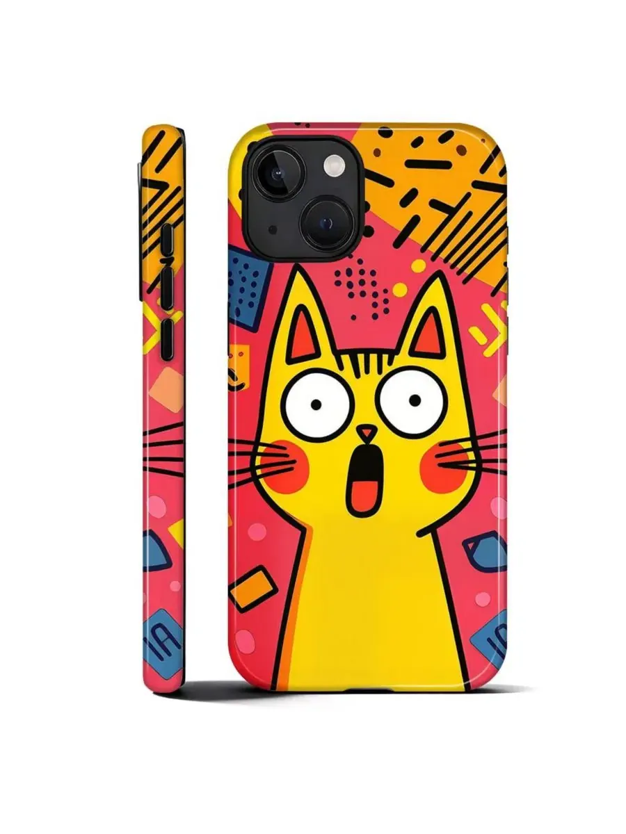 Ударопрочный чехол для iPhone 14 Plus с принтом GONEZ, Surprised Cat — изображение 1 из 7