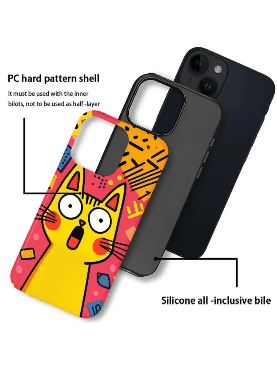 Ударопрочный чехол для iPhone 14 Plus с принтом GONEZ, Surprised Cat — изображение 2 из 7