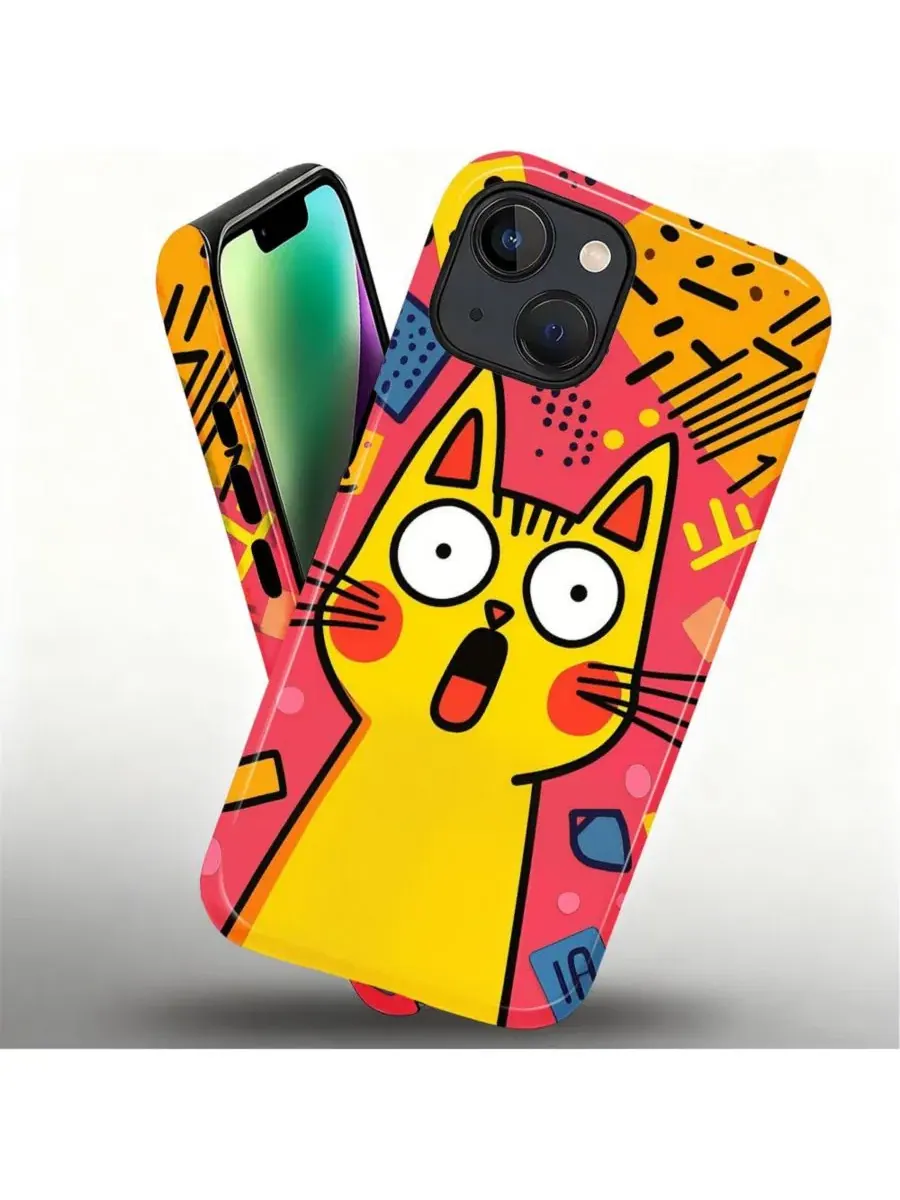 Ударопрочный чехол для iPhone 14 Plus с принтом GONEZ, Surprised Cat — изображение 3 из 7