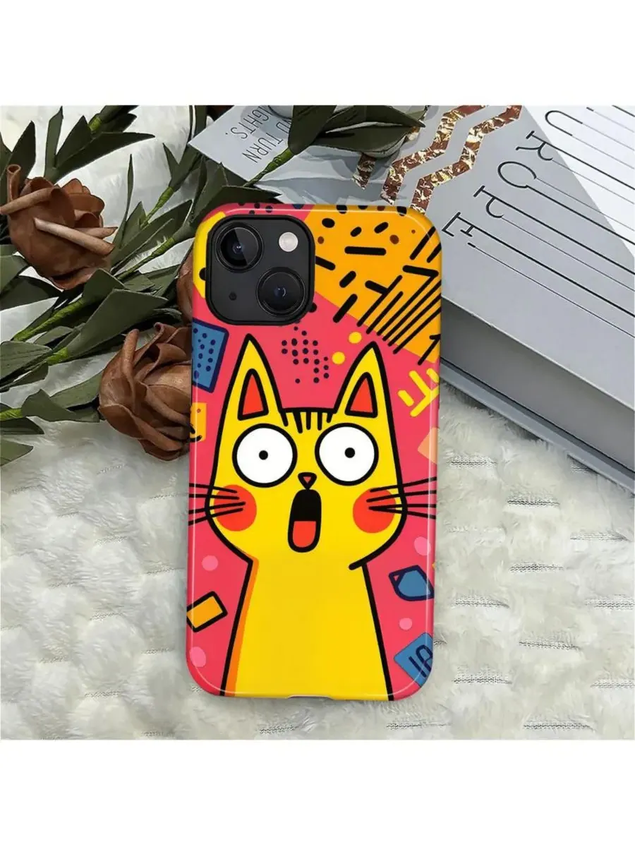 Ударопрочный чехол для iPhone 14 Plus с принтом GONEZ, Surprised Cat — изображение 4 из 7