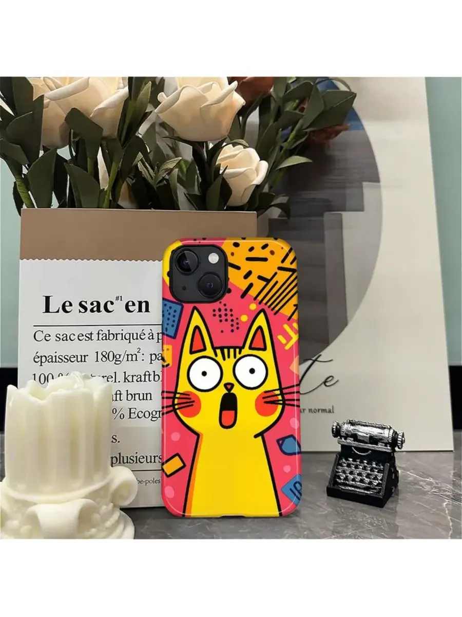 Ударопрочный чехол для iPhone 14 Plus с принтом GONEZ, Surprised Cat — изображение 5 из 7