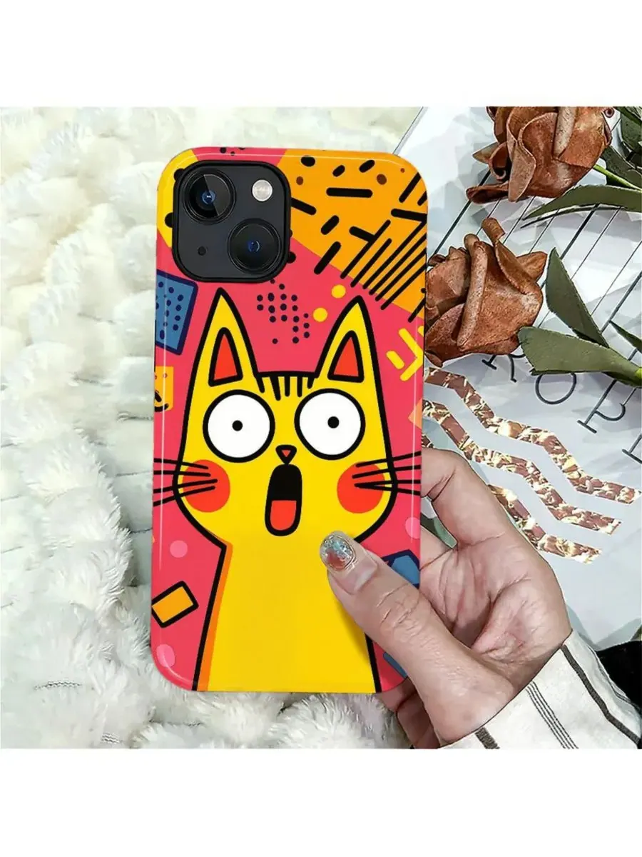 Ударопрочный чехол для iPhone 14 Plus с принтом GONEZ, Surprised Cat — изображение 7 из 7