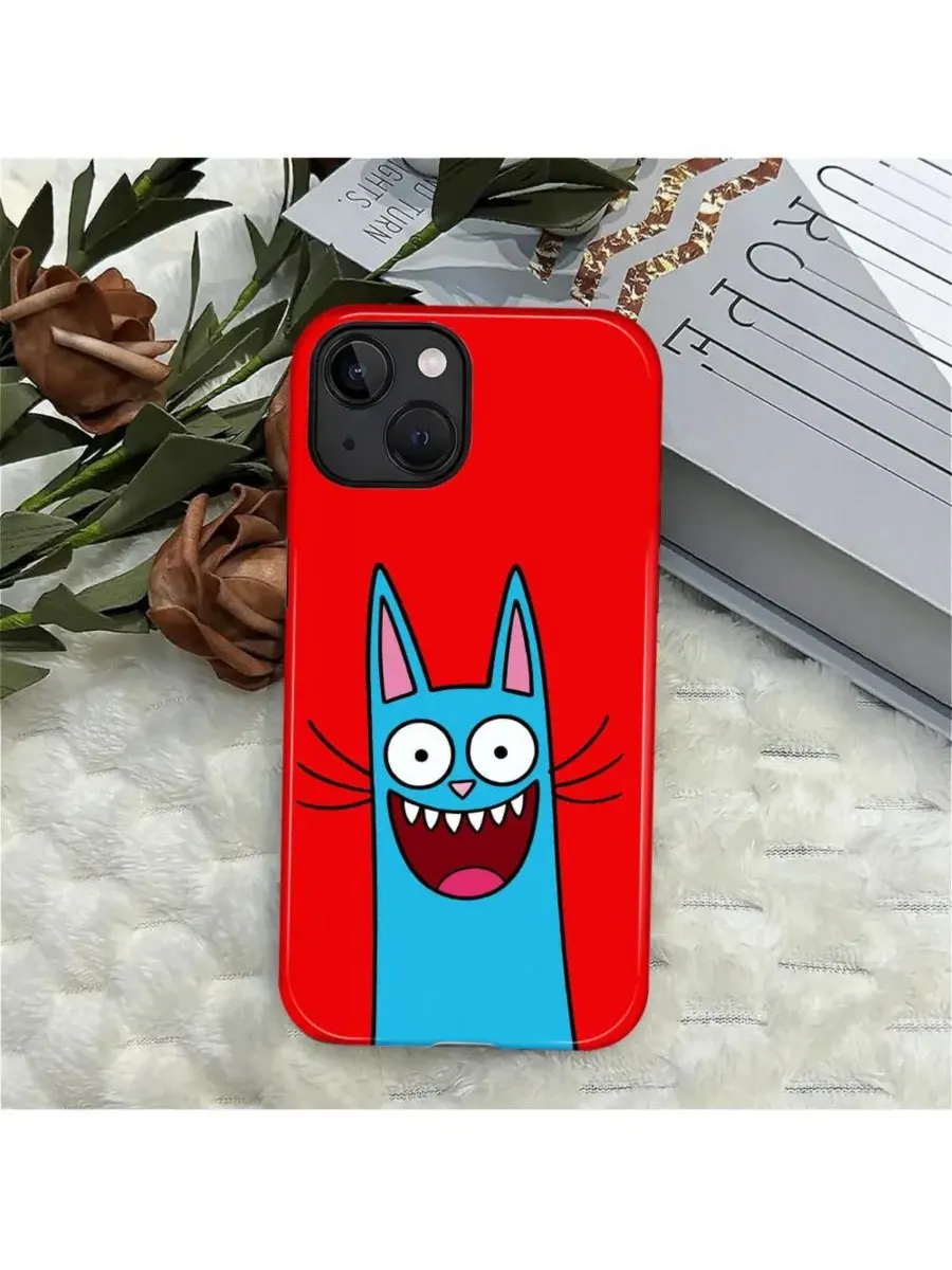 Чехол для iPhone 14 Plus, двухслойный ударопрочный, с принтом, Laughing Cat GONEZ, Laughing Cat — изображение 4 из 7