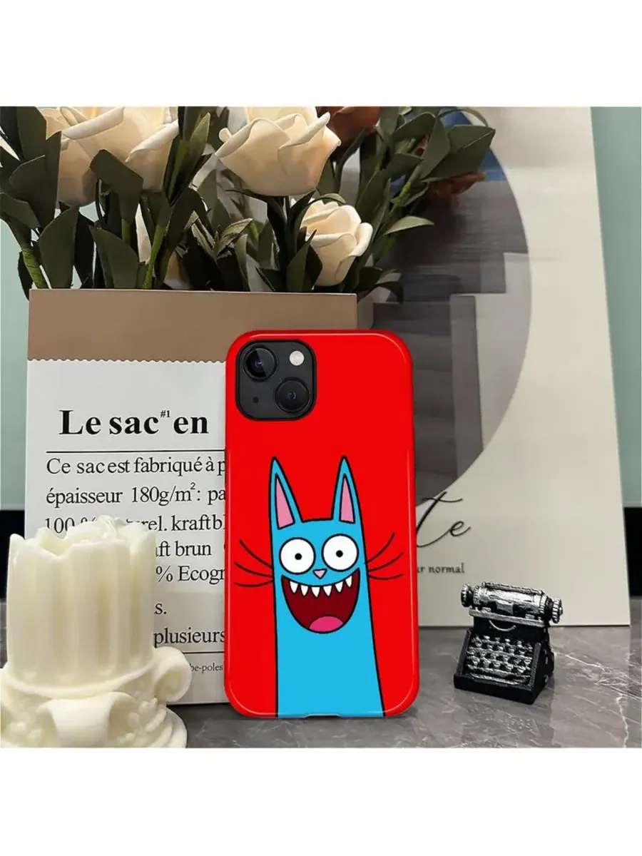 Чехол для iPhone 14 Plus, двухслойный ударопрочный, с принтом, Laughing Cat GONEZ, Laughing Cat — изображение 5 из 7