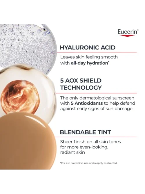 Eucerin Sun Тинтированный солнцезащитный крем SPF 50 с гиалуроновой кислотой — 4