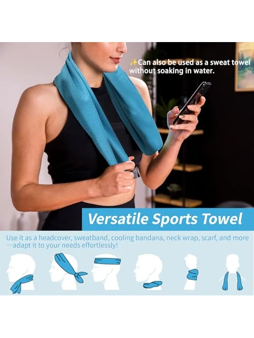 YESLIFE набор охлаждающих полотенец 40x12 дюймов для спорта (4 шт) — изображение 4 из 7, разноцветный
