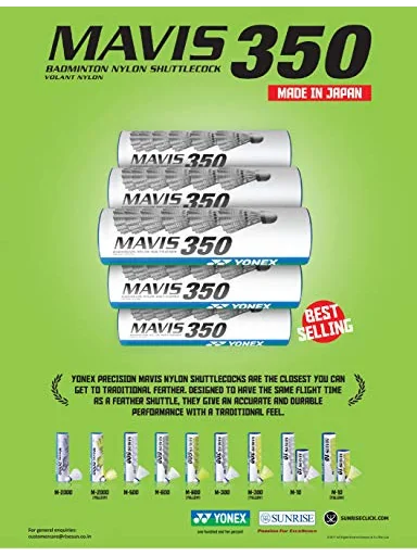 YONEX Mavis 350 — нейлоновые воланы для бадминтона, жёлтые (синяя пробка) — 4