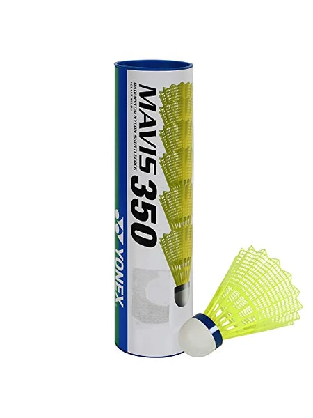 YONEX Mavis 350 — нейлоновые воланы для бадминтона, жёлтые (синяя пробка)