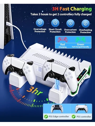 PS5/Slim/Pro Подставка охлаждения со зарядкой контроллеров — 4