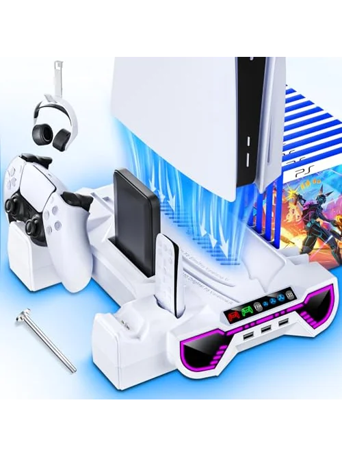 PS5 Охлаждающая станция с зарядкой контроллеров белая — 1