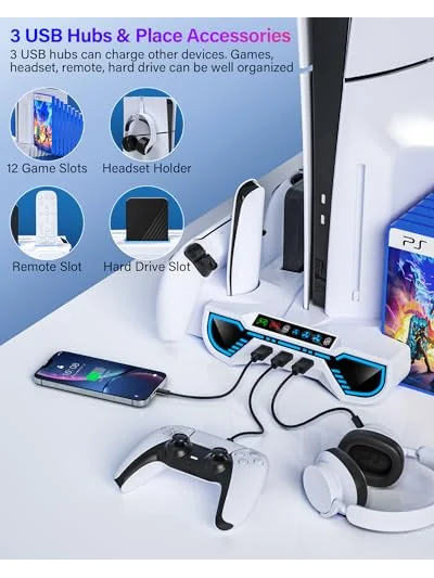 PS5 Охлаждающая станция с зарядкой контроллеров белая — 6