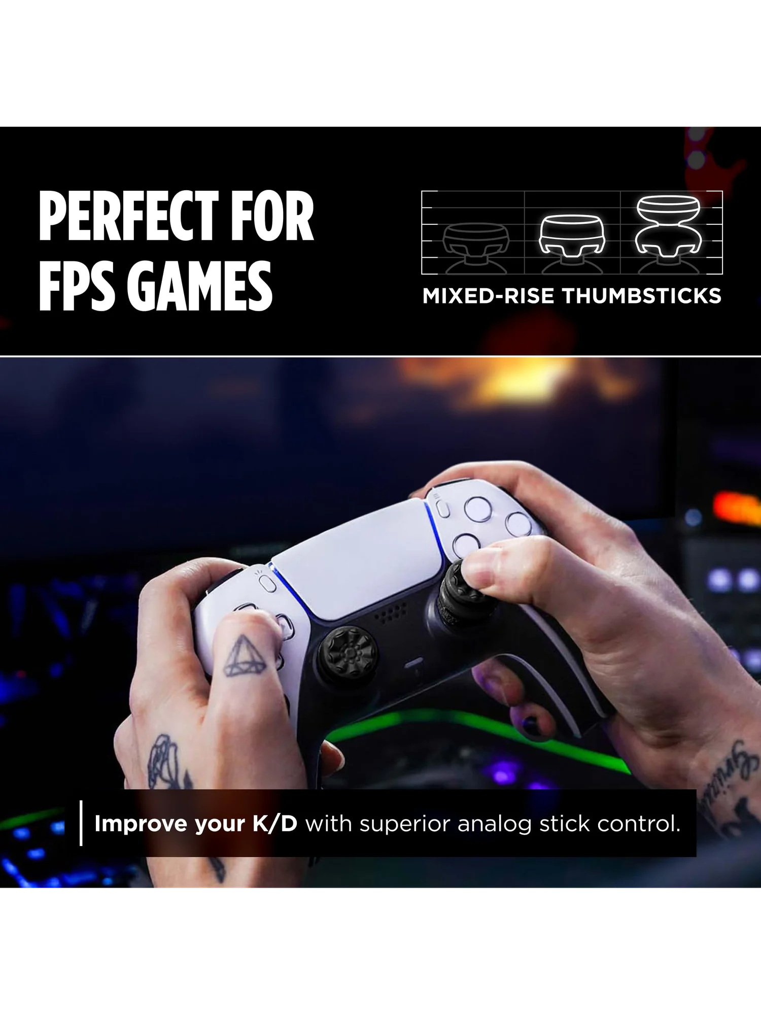 KontrolFreek FPS Galaxy Black — насадки для стиков PS4/PS5 — 4