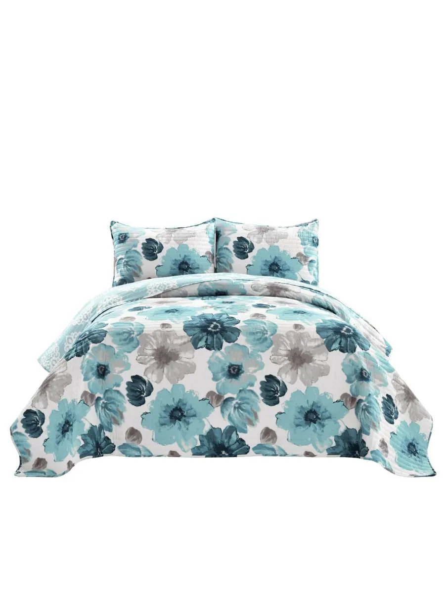 Комплект постельного белья Leah из 3 предметов, размер King Lush Decor — изображение 2 из 8, синий