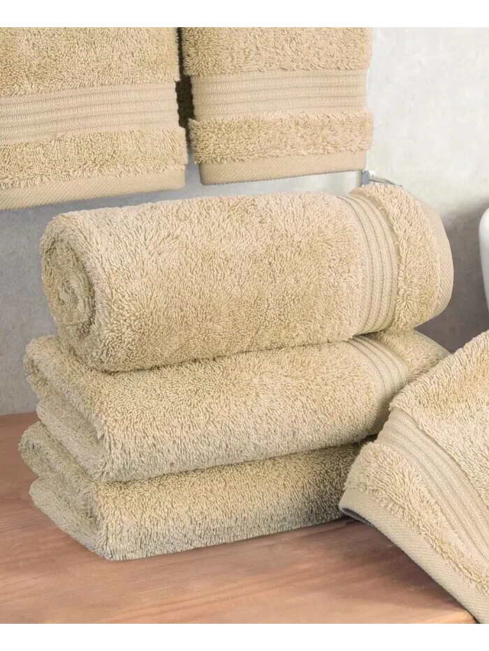 Набор полотенец для рук American Soft Linen Bekos Premium из 100% турецкого хлопка, 4 шт — изображение 2 из 3, бежевый