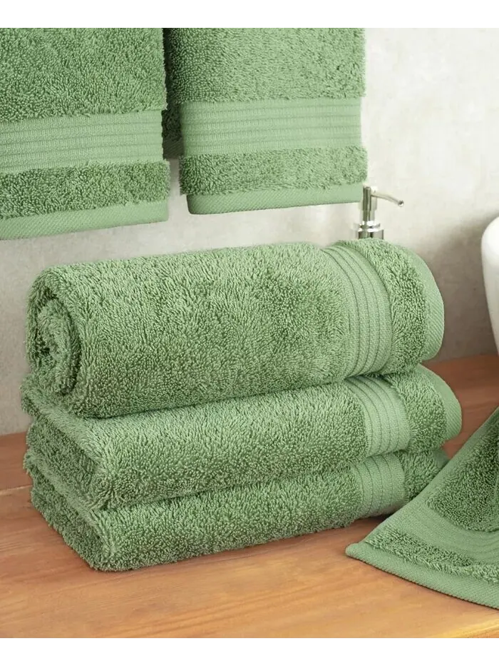 Набор полотенец для рук American Soft Linen Bekos Premium из 100% турецкого хлопка, 4 шт — изображение 2 из 3, зеленый