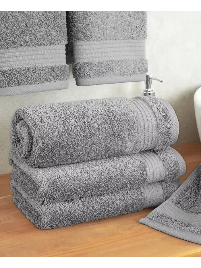 Набор полотенец для рук American Soft Linen Bekos Premium из 100% турецкого хлопка, 4 шт — изображение 2 из 3, серый
