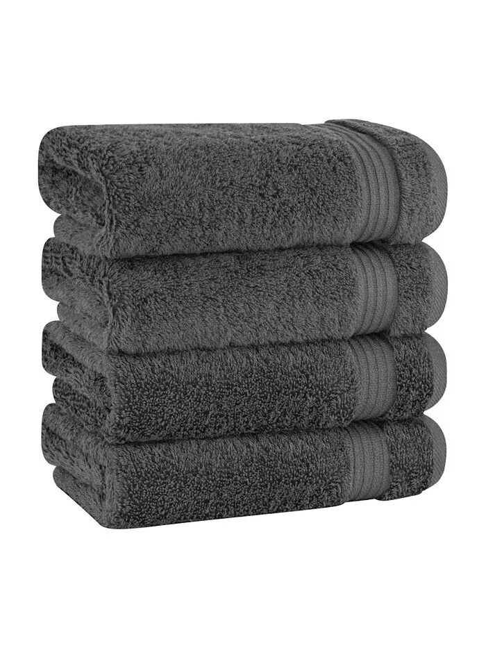 Набор полотенец для рук American Soft Linen Bekos Premium из 100% турецкого хлопка, 4 шт — изображение 1 из 3, темный серый