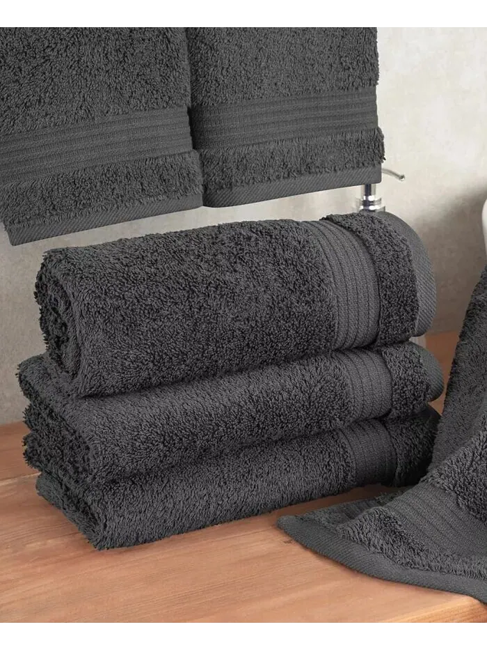 Набор полотенец для рук American Soft Linen Bekos Premium из 100% турецкого хлопка, 4 шт — изображение 2 из 3, темный серый