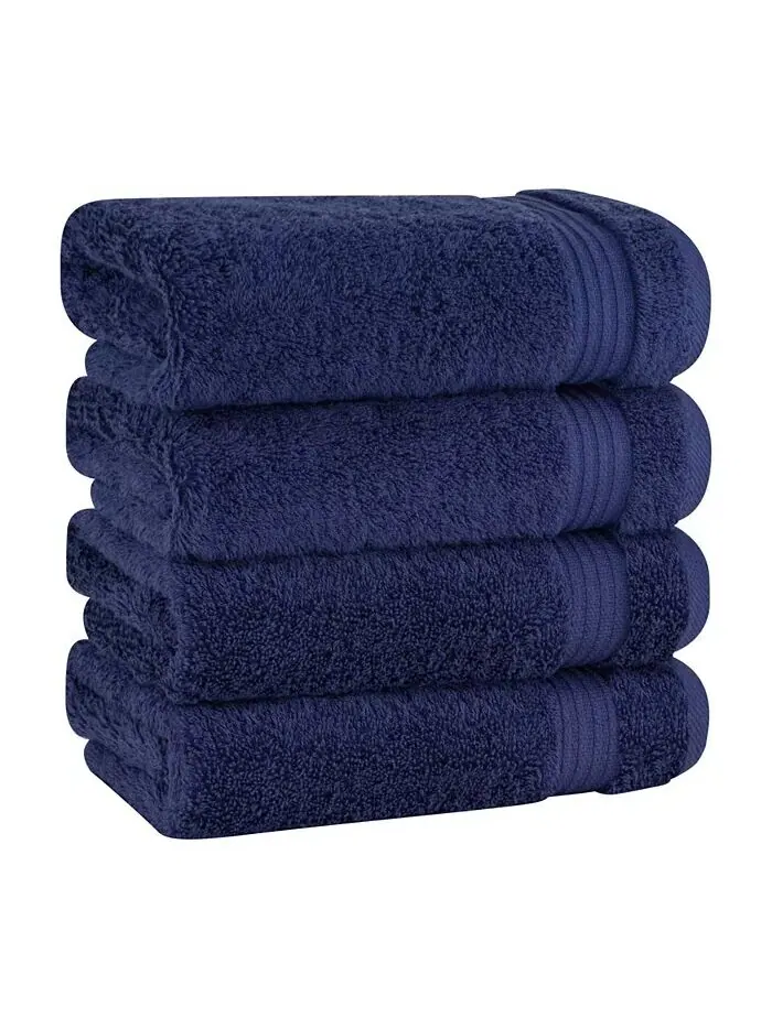 Набор полотенец для рук American Soft Linen Bekos Premium из 100% турецкого хлопка, 4 шт — изображение 1 из 3, темно-синий