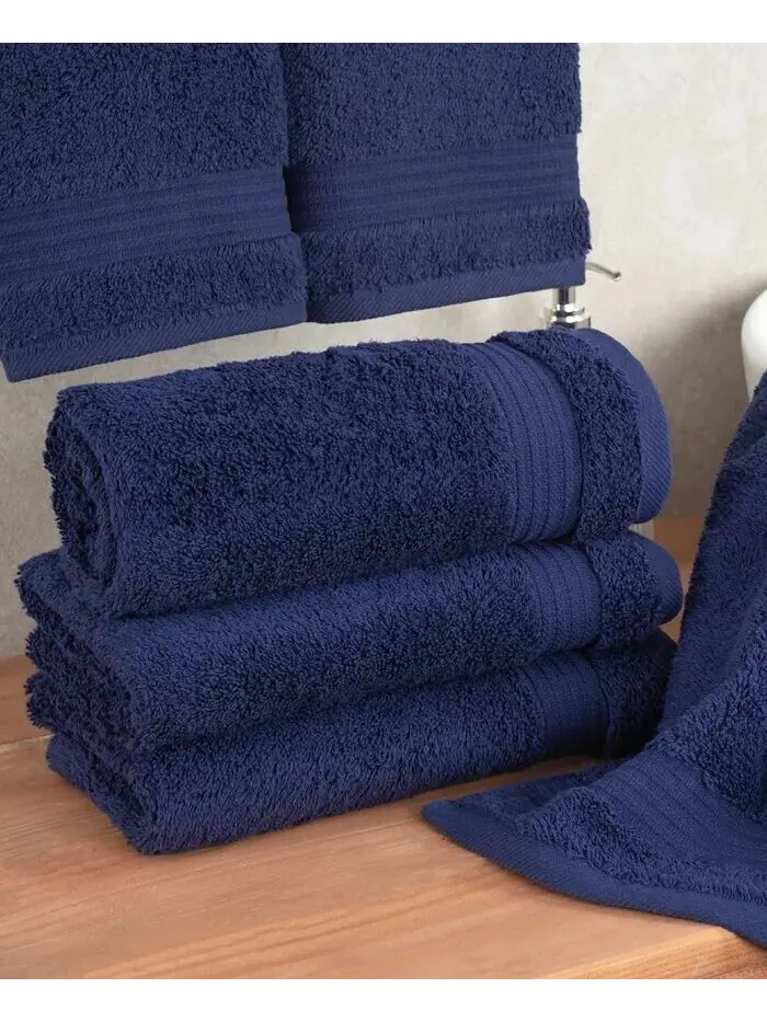 Набор полотенец для рук American Soft Linen Bekos Premium из 100% турецкого хлопка, 4 шт — изображение 2 из 3, темно-синий