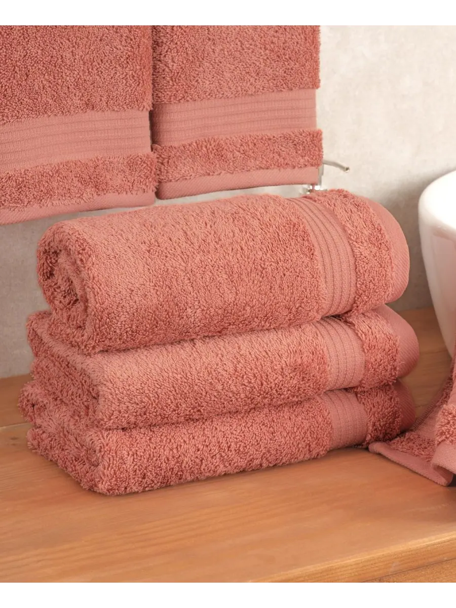 Набор из 4 полотенец для рук Bekos Premium из 100% турецкого хлопка American Soft Linen — изображение 2 из 3, коралл