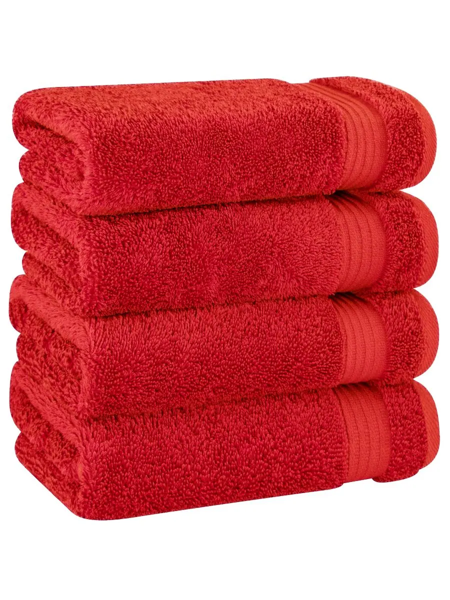 Набор из 4 полотенец для рук Bekos Premium из 100% турецкого хлопка American Soft Linen — изображение 1 из 3, красный