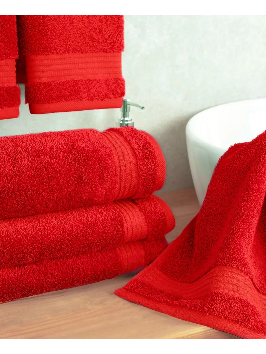 Набор из 4 полотенец для рук Bekos Premium из 100% турецкого хлопка American Soft Linen — изображение 2 из 3, красный