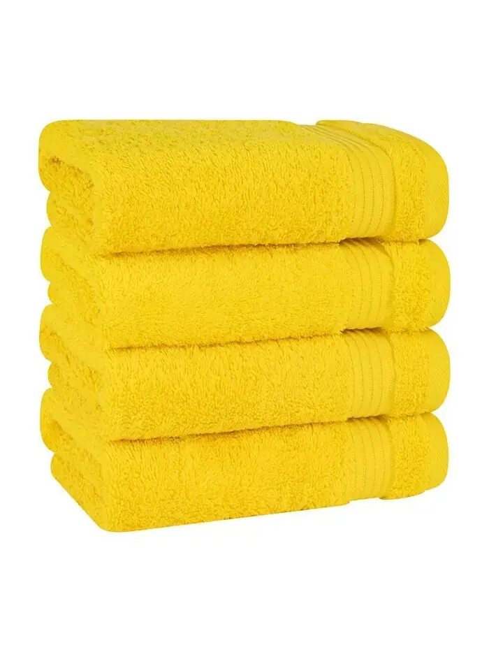Набор полотенец для рук American Soft Linen Bekos Premium из 100% турецкого хлопка, 4 шт — изображение 1 из 3, желтый