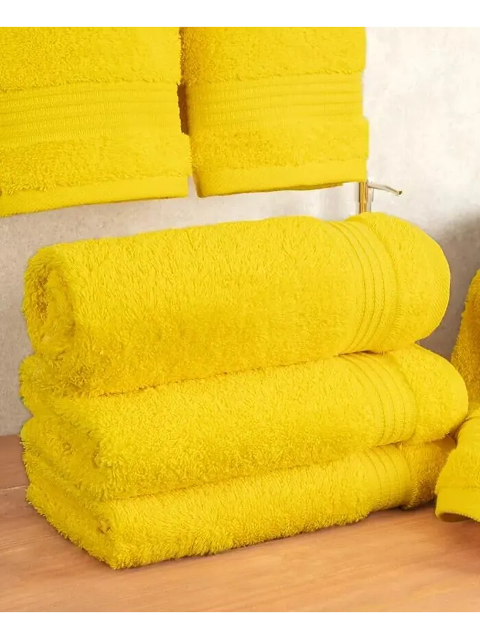 Набор полотенец для рук American Soft Linen Bekos Premium из 100% турецкого хлопка, 4 шт — изображение 2 из 3, желтый