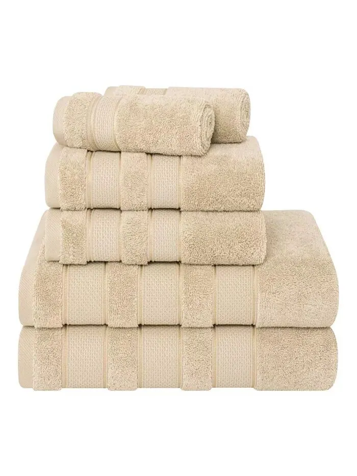 Набор банных полотенец American Soft Linen Salem Premium из 100% турецкого хлопка, 6 шт — изображение 1 из 6, бежевый