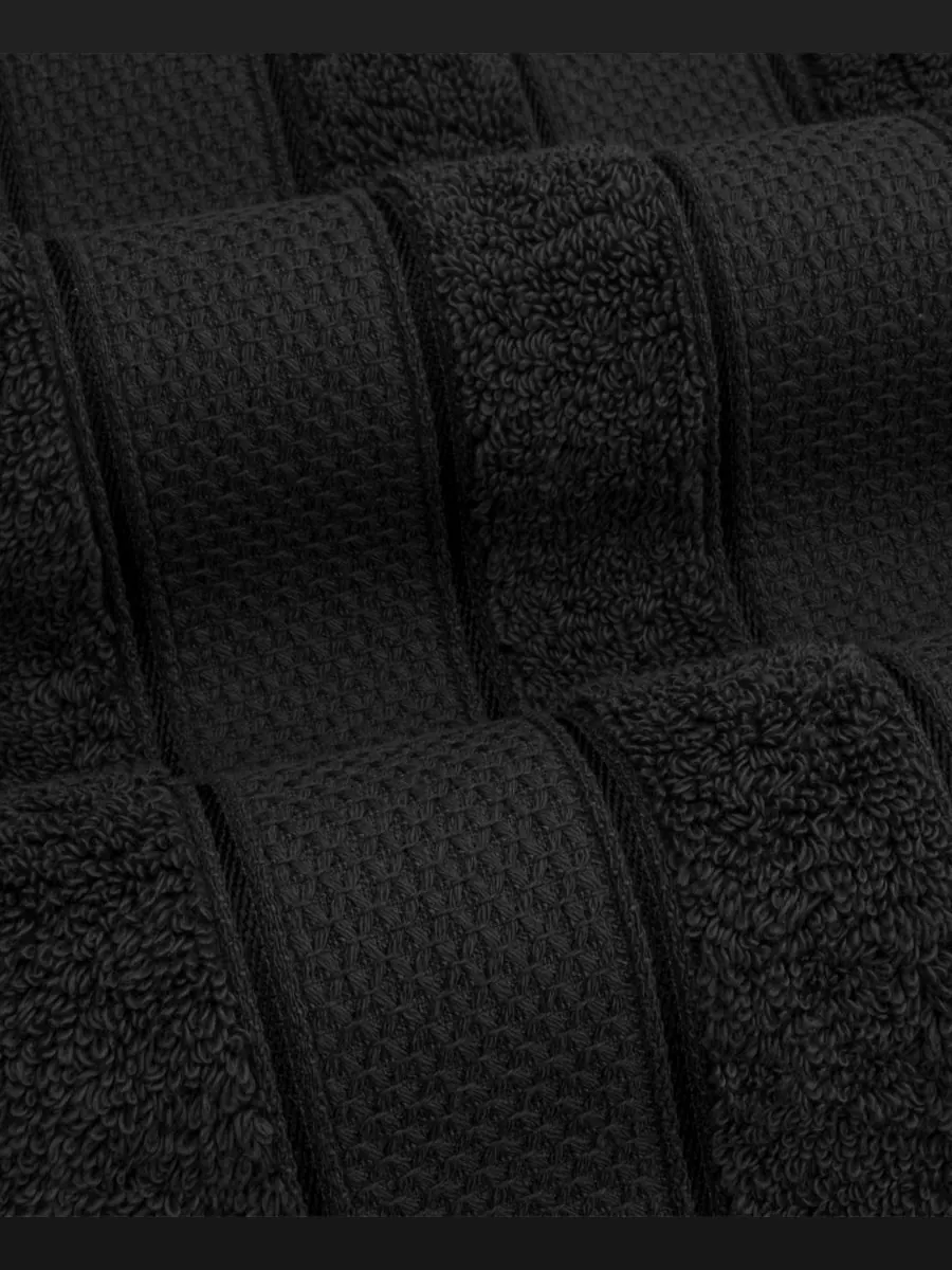 Набор банных полотенец Salem Premium из 6 предметов, 100% турецкий хлопок American Soft Linen — изображение 3 из 6, черный