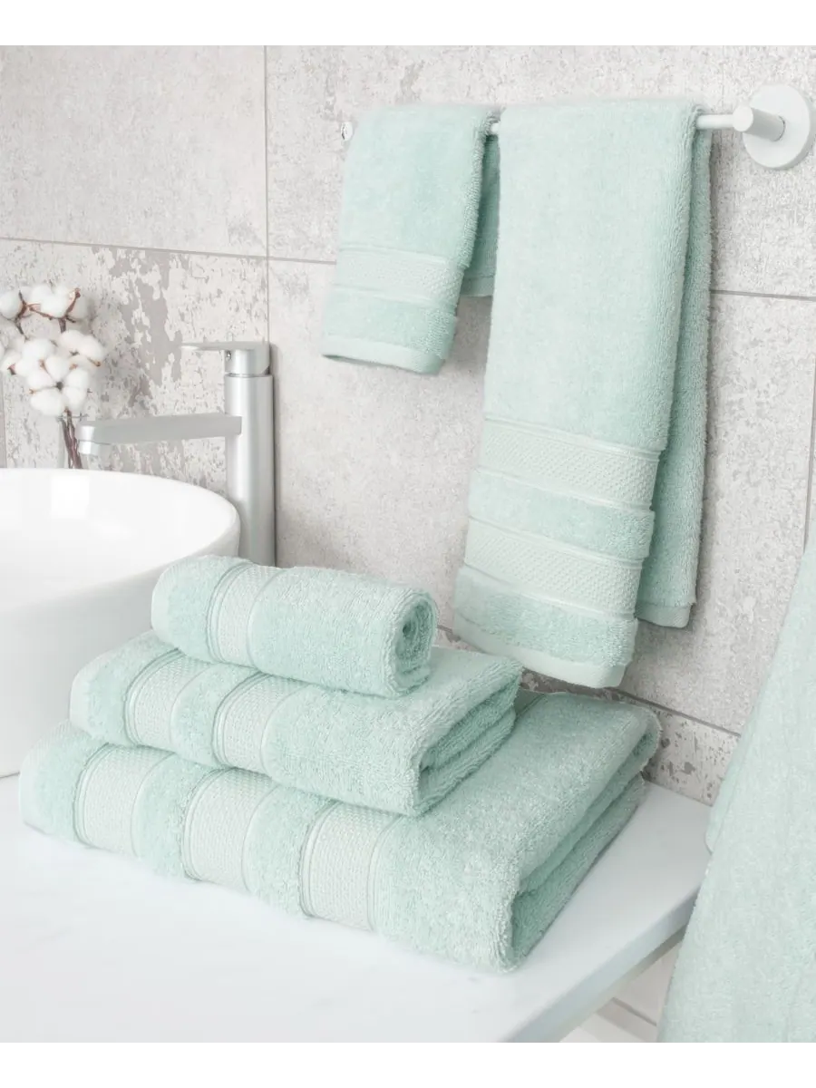 Набор банных полотенец Salem Premium из 6 предметов, 100% турецкий хлопок American Soft Linen — изображение 3 из 6, мята