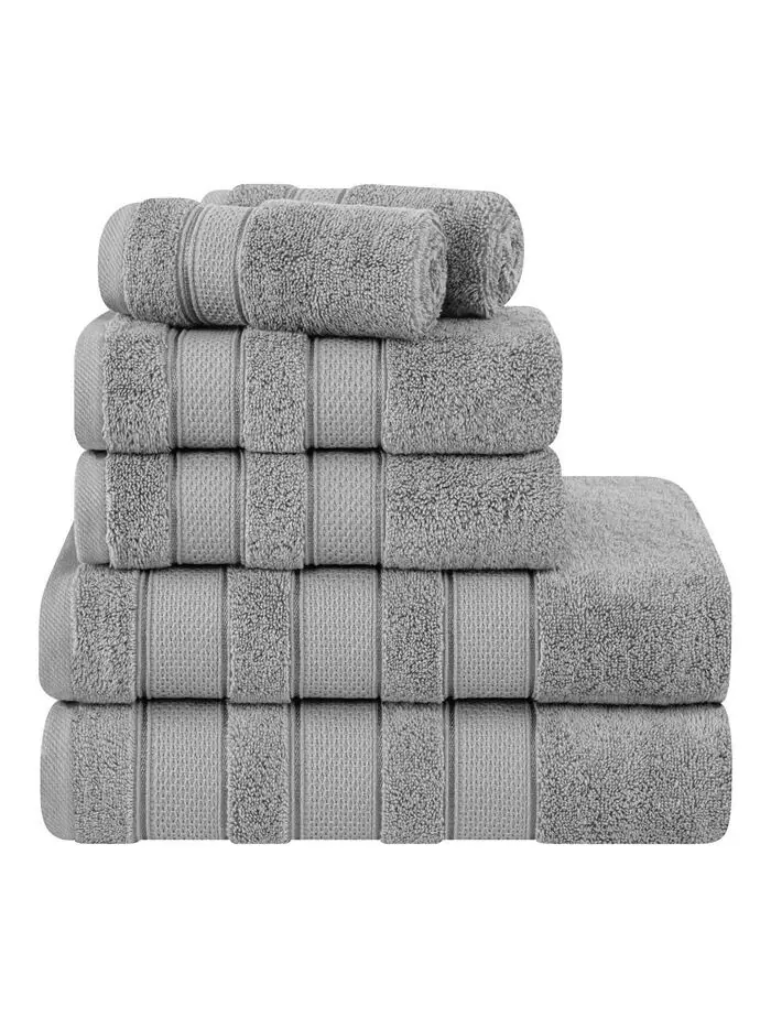Набор банных полотенец American Soft Linen Salem Premium из 100% турецкого хлопка, 6 шт — серый