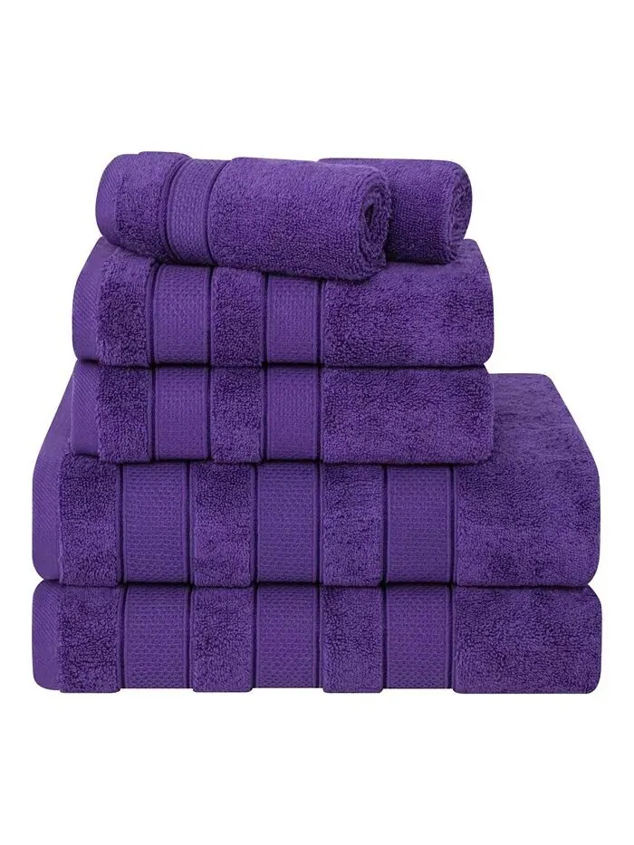 Набор банных полотенец American Soft Linen Salem Premium из 100% турецкого хлопка, 6 шт — изображение 1 из 6, фиолетовый