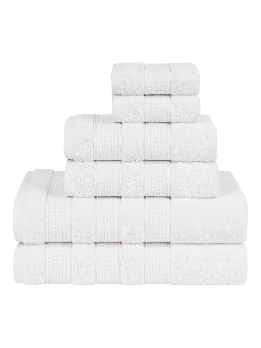 Набор банных полотенец Salem Premium из 6 предметов, 100% турецкий хлопок American Soft Linen — изображение 1 из 6, белый
