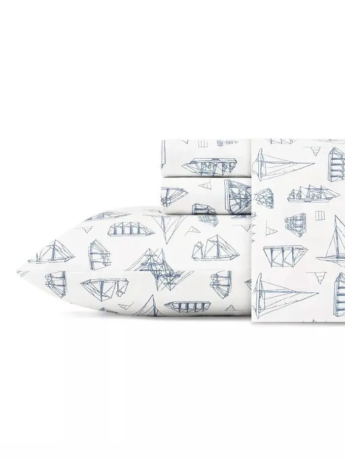 Наборы простыней из хлопкового перкаля Whitewood Sail Nautica — синий