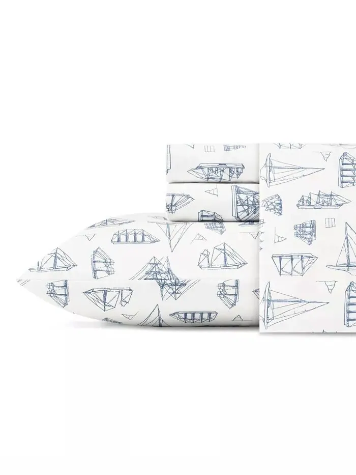 Наборы простыней из хлопкового перкаля Whitewood Sail Nautica — изображение 3 из 8, яркий синий