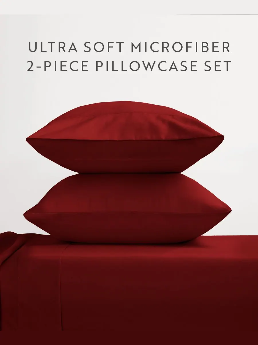 Комплект из 2 наволочек Style Simplified, размер King Ienjoy Home — изображение 3 из 10, бордовый