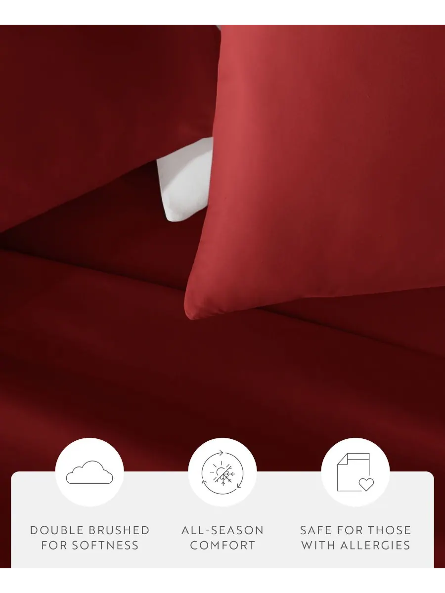 Комплект из 2 наволочек Style Simplified, размер King Ienjoy Home — изображение 5 из 10, бордовый