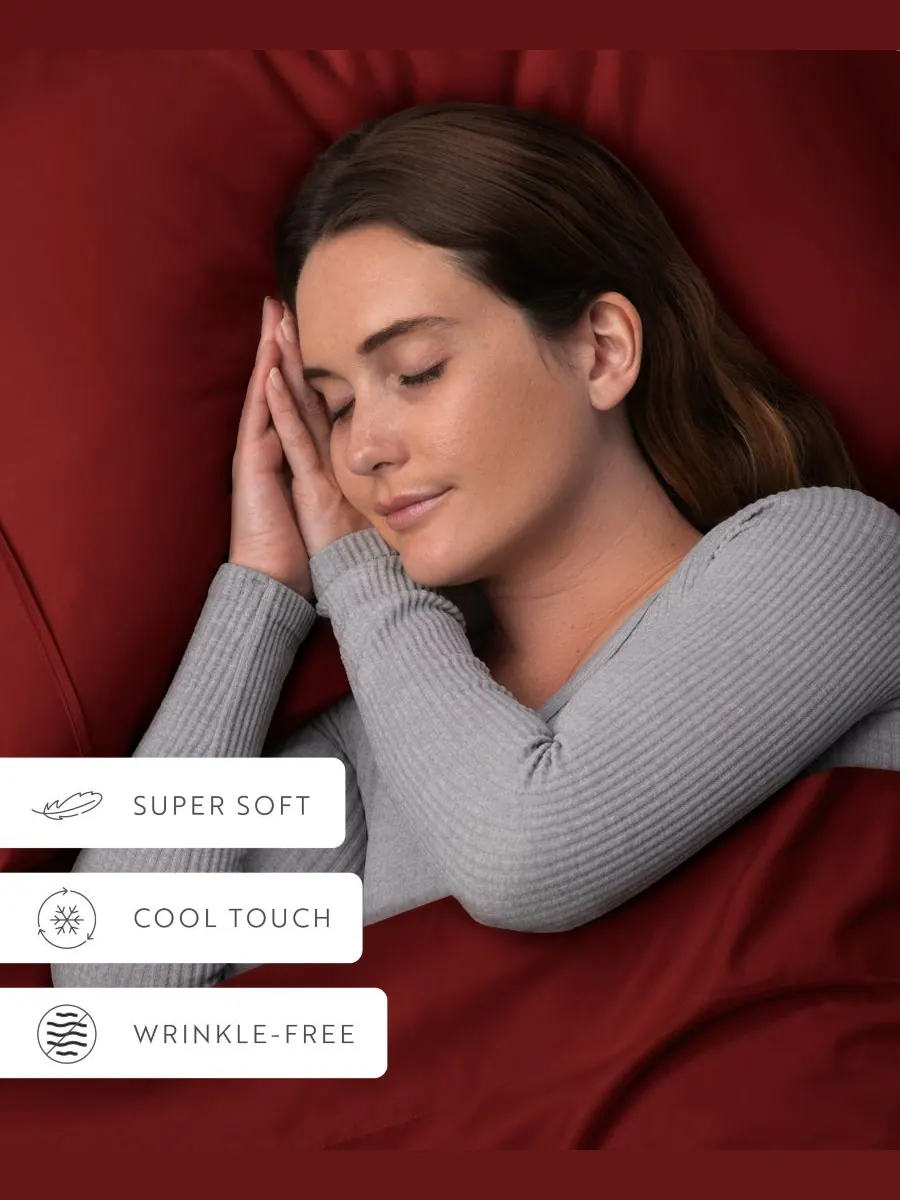 Комплект из 2 наволочек Style Simplified, размер King Ienjoy Home — изображение 7 из 10, бордовый