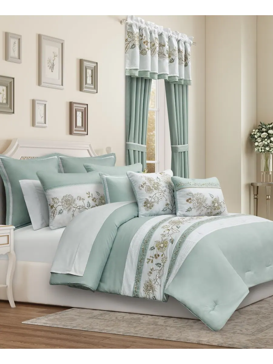 Комплект постельного белья Spring Social Floral из 3 предметов, размер Full/Queen Royal Court — голубой