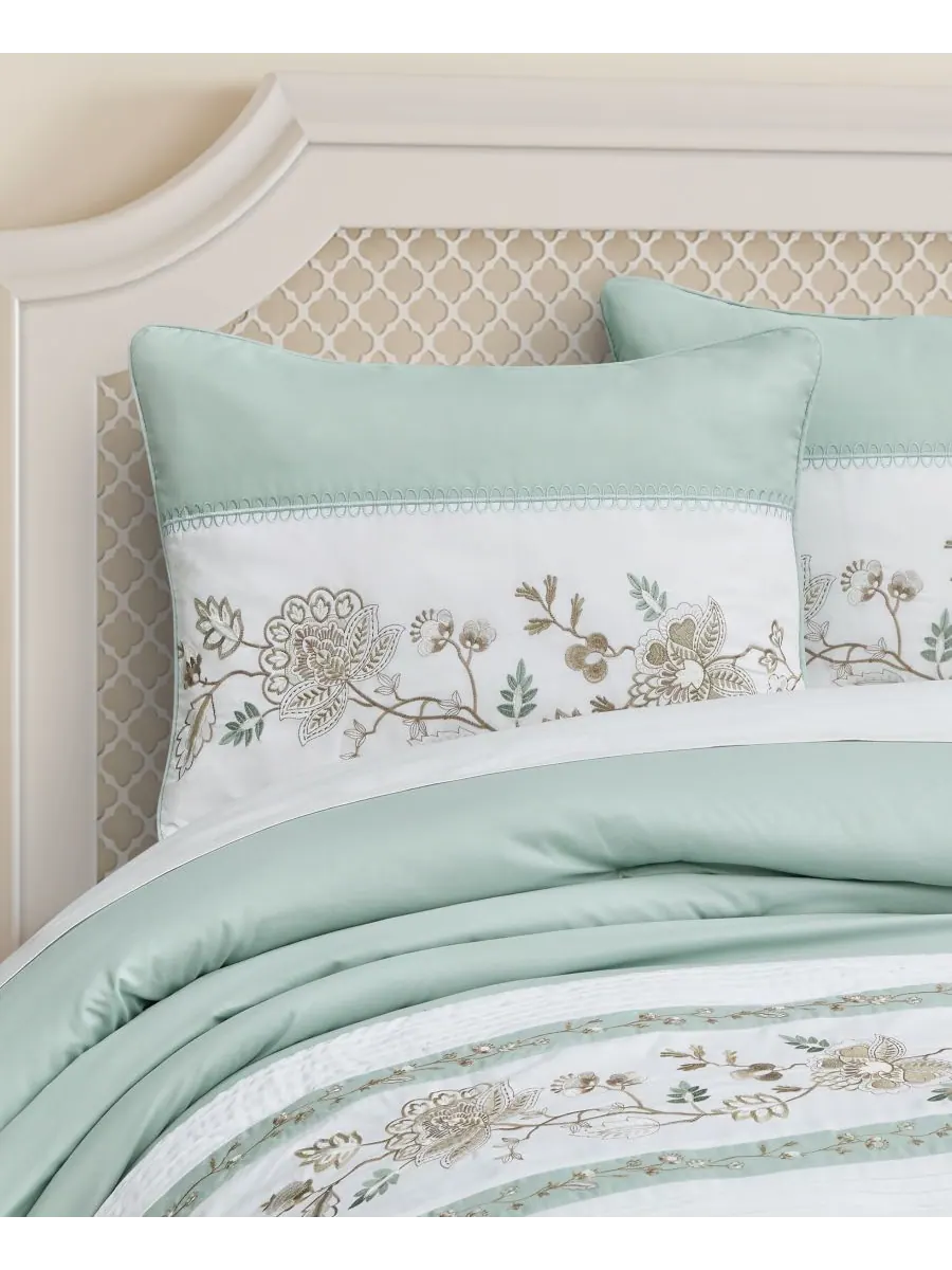 Комплект постельного белья Spring Social Floral из 3 предметов, размер Full/Queen Royal Court — изображение 3 из 5, голубой