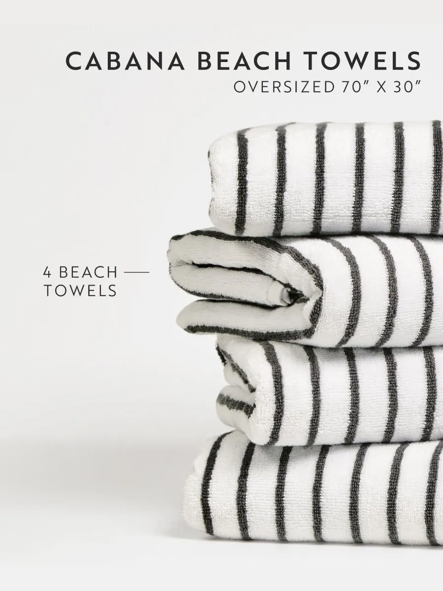 Набор хлопковых пляжных полотенец Cabana Stripe, 76,6 см x 182 см Ienjoy Home — изображение 3 из 9, серый