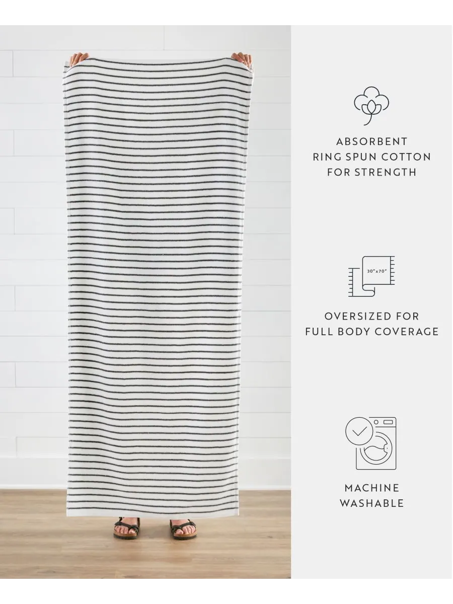 Набор хлопковых пляжных полотенец Cabana Stripe, 76,6 см x 182 см Ienjoy Home — изображение 4 из 9, серый